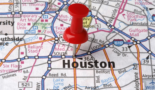 Houston Pinpointed On A Map By A Thumbtack 